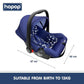 Hopop Baby Car Seat | 4 in 1 Multi-Purpose Infants Car Seat /Carry Cot /Rocker /Feeding Chair for 0 to 15 Months | 3 Point Adjustable Safety Belt Car Seat for Baby | Weight Capacity Up to 13 Kgs | Blue Stars