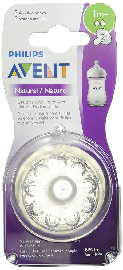 Avent Classic 2 Holes Silicone Teat Slow Flow - Set of 2