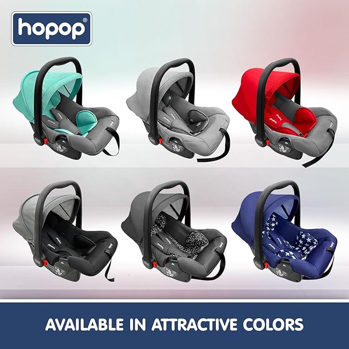 Hopop Baby Car Seat | 4 in 1 Multi-Purpose Infants Car Seat /Carry Cot /Rocker /Feeding Chair for 0 to 15 Months | 3 Point Adjustable Safety Belt Car Seat for Baby | Weight Capacity Up to 13 Kgs | Blue Stars