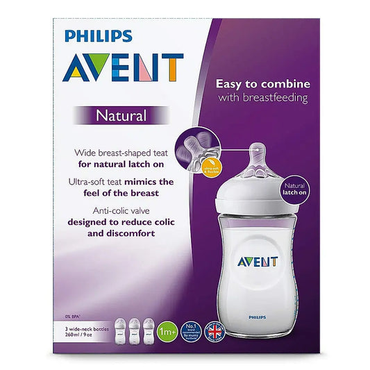 Avent Natural Polypropylene Baby Bottle Pack of 2 - 260 ml