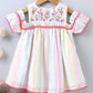 Babyhug Half Sleeve Yarn Dyed Frock with Floral Embroidery - Mutlicolor 12 TO 18 M