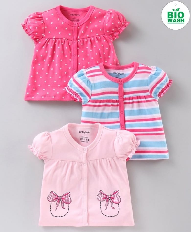 Babyoye Cotton Jhabla Pack of 3 - Pink