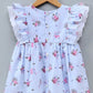 ToffyHouse Frill Sleeves Striped Frock Floral Print - Blue 12 TO 18 M