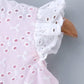 Babyoye Cap Sleeves Hakoba Frock With Bloomer Floral Appliques - White Pink 18 TO 24 M