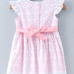 Babyoye Cap Sleeves Hakoba Frock With Bloomer Floral Appliques - White Pink 18 TO 24 M