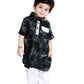 Little Pockets Store Tie & Dye Pathani Kurta With Contrast Pajama - Black 6 to 7