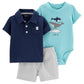 Carters 3-Piece Fish Little Short Set - Navy 18 to 24