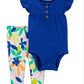 Carters 2-Piece Floral Bodysuit Pant Set - Blue 9 to 12