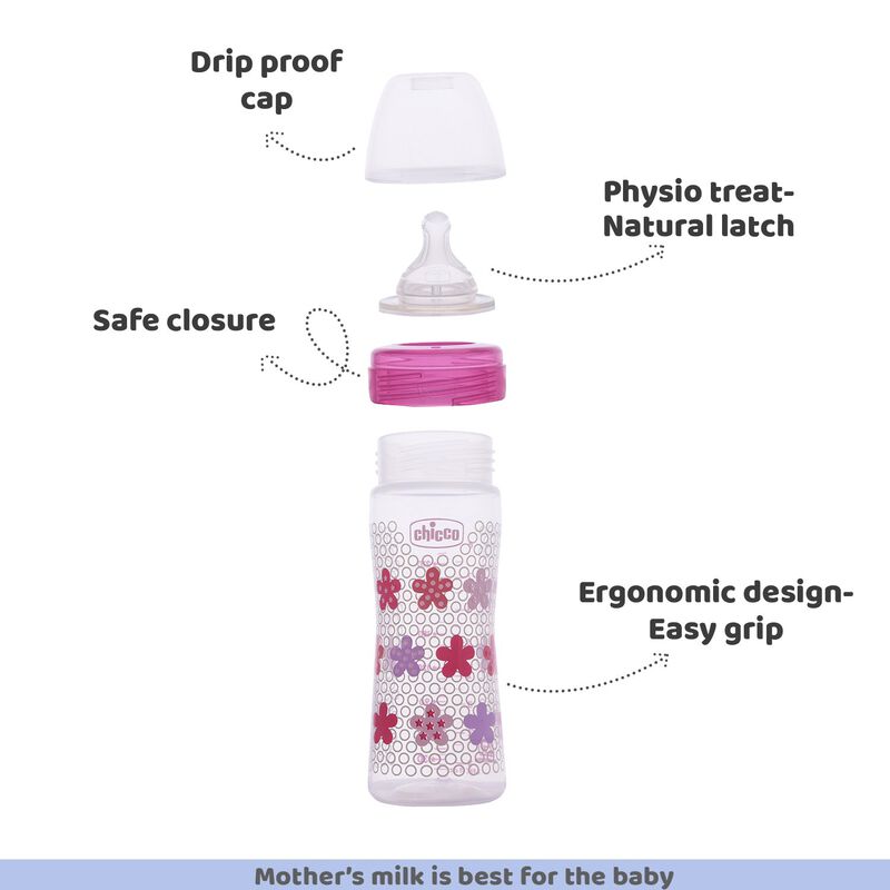 Chicco Feed Bottle Multicolour - 250 ml Pink